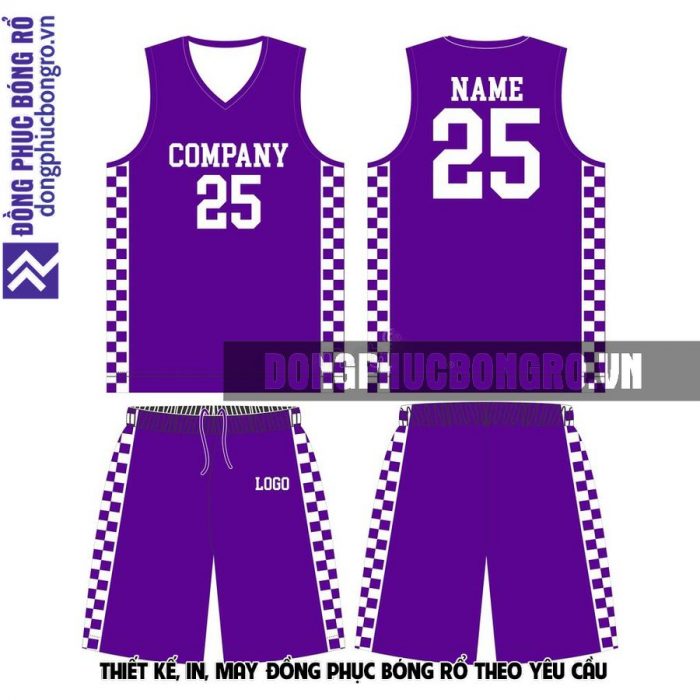 Thiết kế đồng phục bóng rổ màu tím tại Bạc Liêu